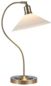 Stolová lampa so skleneným tienidlom v bielo-mosadzovej farbe (výška 49 cm) Vela – Markslöjd
