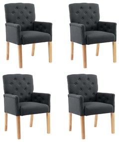 Jedálenské stoličky s opierkami 4 ks, sivé, látka