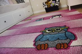 Detský koberec Kids Sovy ružový C412
