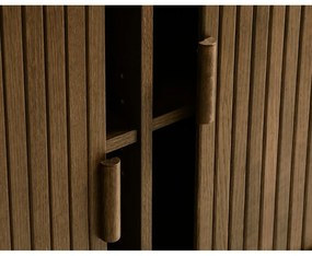 Hnedá nízka komoda v dekore duba s posuvnými dverami 76x160 cm Cavo – Unique Furniture