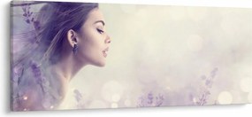 Obraz ženy s levanduľami (120x50 cm)