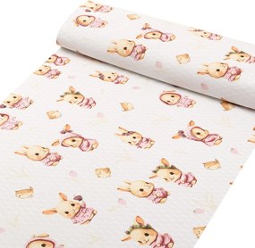 Biante Detské bavlnené posteľné obliečky do postieľky Sandra SA-538 Ružové zajačiky a vtáčiky na bielom Do postieľky 90x120 a 40x60 cm