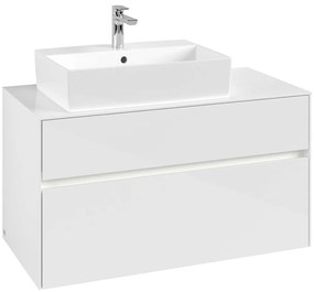 VILLEROY &amp; BOCH Collaro závesná skrinka pod umývadlo na dosku (umývadlo vľavo), 2 zásuvky, s LED osvetlením, 1000 x 500 x 548 mm, Glossy White, C126B0DH