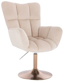 LuxuryForm DESIGN Otočné kreslo AURORA VELUR na zlatom tanieri - krémové