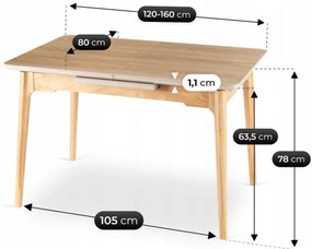 PROXIMA.store - Rozkladací jedálenský stôl Samer 120 cm FARBA: dub, FARBA NÔH: dub