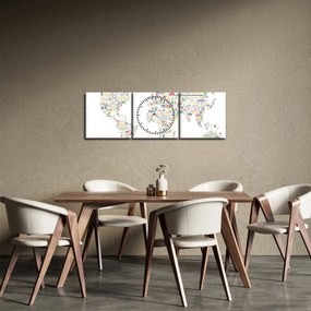 Obraz - Obrázková mapa (s hodinami) (90x30 cm)