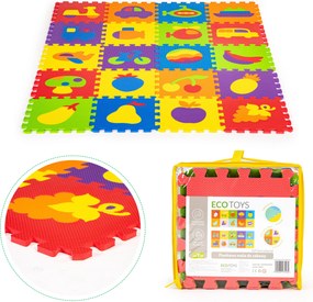 ECOTOYS Penová edukačná podložka EVA puzzle 20 dielov 148×119 cm protišmyková pre deti 3+