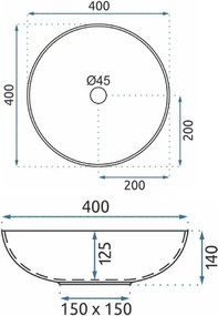 Rea Mandala, umývadlo na dosku 400x400x115 mm, viacfarebné, REA-U7502