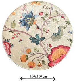 Kvetinovej kúpeľňovej predložky Foutastic Circle Vintage, ø 100 cm