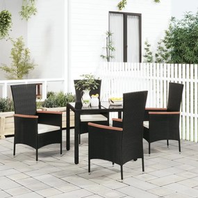 Záhradné stoličky so sedákmi 4 ks polyratanové čierne 319527