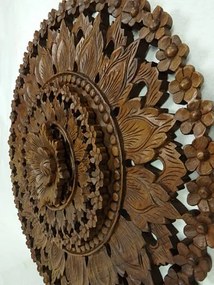 Závesná dekorácia Mandala 3D drevorezba, teakové drevo, 90 cm