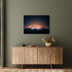 Sklenený obraz hviezdnej oblohy s horami (70x50 cm)