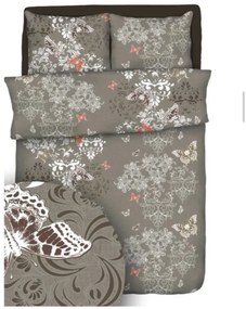 Obliečky bavlnené Butterfly garden brown TiaHome - 1x Vankúš 90x70cm, 1x Paplón 140x220cm