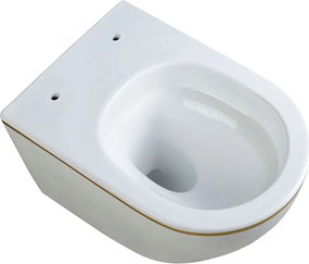 BPS-koupelny Závesná WC misa so SoftClose sedadlom HYD-5313, biela/zlatý prúžok