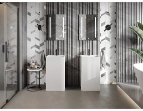 Mexen Belen, voľnestojace umývadlo z konglomerátu 45x45x82 cm, biela matná, 26604500