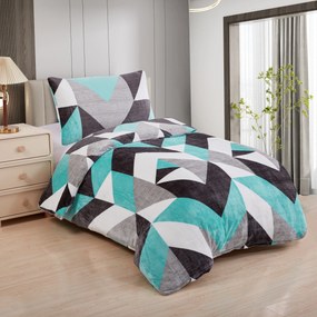 Mikroplyšové obliečky Triangulo tyrkys 200x140cm+90x70cm