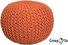 CrazyShop pletený PUF SOLID, oranžová
