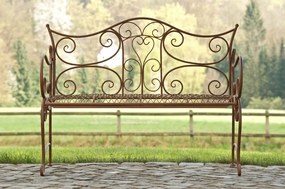 Rustikálna kovová lavička Tar - Hnedá antik