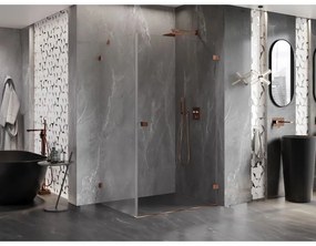 Mexen Lunar-B, pravostranný výklopný sprchový kút 80 x 70 cm, 8mm číre sklo, profil ružové zlato, 832-080-070-60-00-P