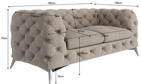 Sivobéžová zamatová pohovka 185 cm Chelsea – Ropez