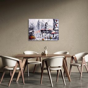 Sklenený obraz - Ulica v Paríži, olejomaľba (70x50 cm)