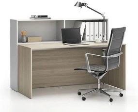 Kancelárska zostava single SEGMENT, 2 police, dub prírodný/biela