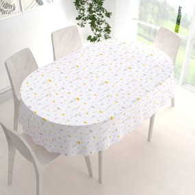 Biante Bavlnený oválny obrus Sandra SA-497 Žlté bylinky na bielom 50x100 cm