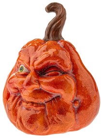 Jesenná dekorácia Tekvica s tvárou, 13 x 16 cm,oranžová, keramická