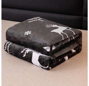 2x Tmavosivá vianočná mikroplyšová deka WHITE TREES 150x200 cm