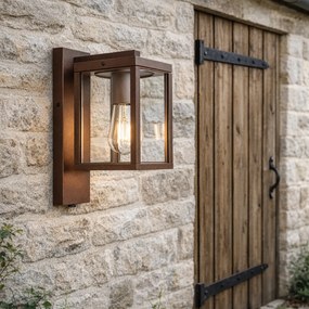 Vonkajšia nástenná lampa hrdzavohnedá IP44 so senzorom súmraku - Charlois