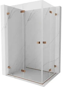 Mexen Lunar-F Duo, skladací sprchový kút 100 x 95 cm, 8mm číre sklo, profil ružové zlato, 836-100L-095P-60-00
