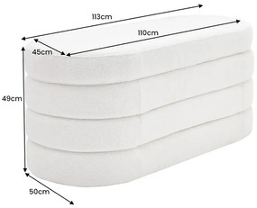 Dizajnová lavica s úložným priestorom CREAMY BOUCLÉ 115 cm – elegantný odkladací box