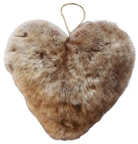 Závesná dekoratívne ozdoba chlpaté hnedé srdce - 15 * 6 * 15cm