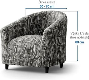 Bielastické poťahy UNIVERSO NOVÉ žíhané čiernobiele klubové kreslo (š. 50 - 70 cm)