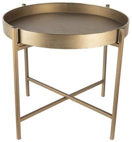 Zlatý kovový guľatý odkladací stolík - Ø 52 * 40 cm