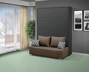Nabytekmorava MOTOROVÁ VÝKLOPNÁ POSTEĽ s pohovkou VS 21065 MOT - 160x200 cm farba pohovky: Hnedá, Typ farebného prevedenia: Antracit / dvere antracit