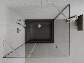 Mexen Roma, sprchový kút s krídlovými dverami 80 (dvere) x 100 (stena) cm, 6mm číre sklo, chrómový profil + slim sprchová vanička čierna + chrómový sifón, 854-080-100-01-00-4070