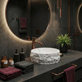 Rea Alice, umývadlo na dosku 390×390×145 mm, biela matná – imitácia kameňa, REA-U3500