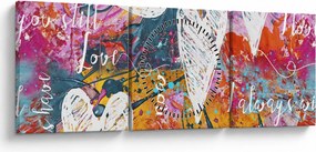 Obraz - Srdce na abstraktnom pozadí (s hodinami) (90x30 cm)