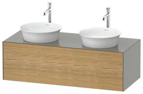 DURAVIT White Tulip závesná skrinka pod dve umývadlá na dosku, 1 zásuvka, 1300 x 550 x 408 mm, dub prírodný masív/kameňovo šedá matná, WT4978BH592