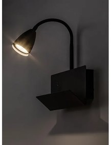 Rabalux 71089 - Nástenná lampa s poličkou TACITO 1xGU10/25W/230V čierna