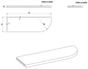 SAPHO AE300-0101 Abeline rohová polica rockstone 30 x 10 cm, excentrická, biela mat