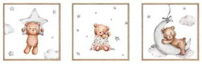 Detské obrázky v súprave 3 ks 20x20 cm Teddy Bear