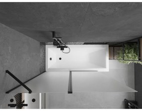 Mexen Flip, 1-krídlová vaňová zástena 140 x 150 cm, 6 mm námraza sklo, čierny profil, 894-140-101-70-30