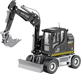 Kolové rýpadlo s buldozérom Kovová Huina čierna 1:50