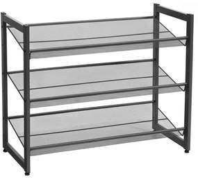3-úrovňový stojan na topánky, botník, 74 x 30,7 x 62,8 cm, čierny