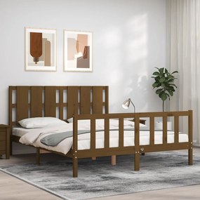 Posteľný rám s čelom medovohnedý 5FT King Size masívne drevo 3192239