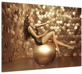 Obraz ženy v zlatej miestnosti (70x50 cm)