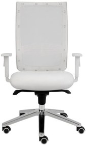 ALBA -  ALBA Kancelárska stolička KENT SIEŤ black &amp; white čalúnenie KOŽENKA