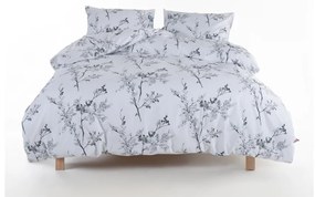 Biele/sivé obliečky na dvojlôžko/predĺžené z bavlny Renforcé 240x220 cm White Floral – Mila Home Luxury